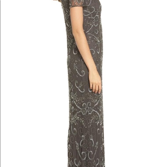 Formal beaded gown PISSARO NiGHTS 12 mother Bride Groom dress worn once CARBON - Picture 9 of 12